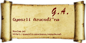 Gyeszli Azucséna névjegykártya